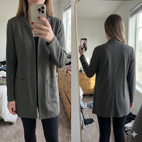 Eileen Fisher Jackets & Blazers - Eileen Fisher PS Grey Tencel Lyocell Blend Open Front Pocket Cardigan Blazer